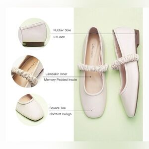 New In Box C. Paravano Elastic Strap Mary Jane (Clara) Matte White Sz 39 US 8.5